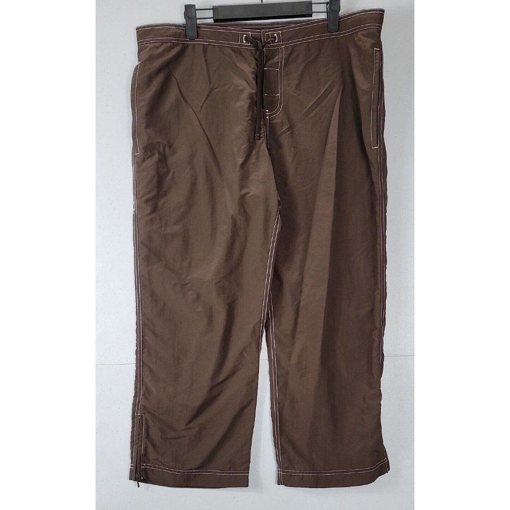Eddie Bauer Brown Hiking Pants Womens 14, Lightweight w/Zip Pockets 100% Nylon